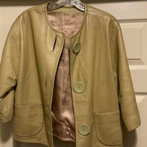 Elegant Vintage Cream Leather Jacket